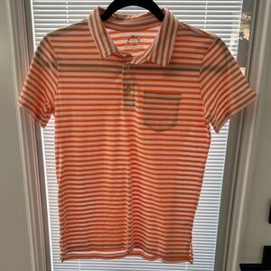 Primary Orange and White Striped‎ Polo Shirt